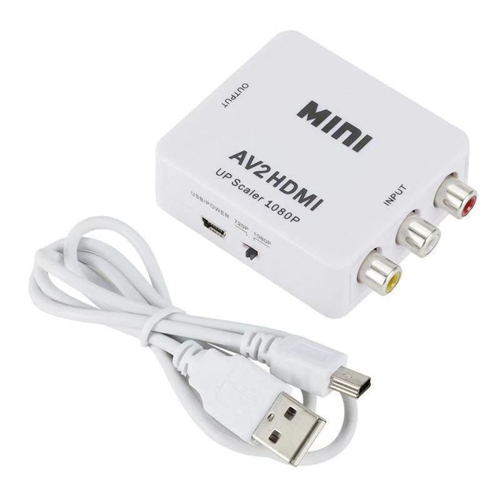 1080P CVBS to HDMI Video Converter Box with USB Cable for HD TV Projector White