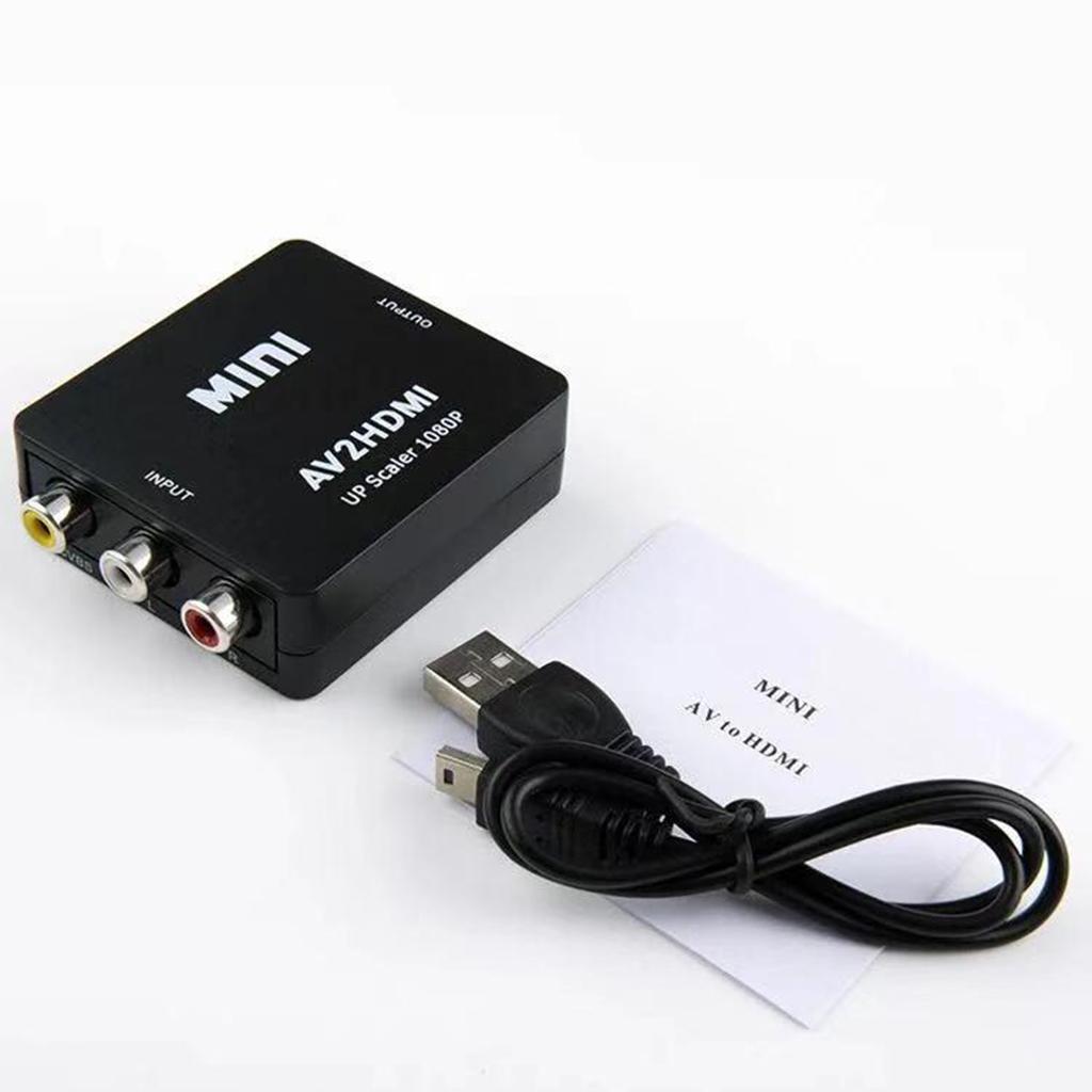 1080P CVBS to HDMI Video Converter Box with USB Cable for HD TV Projector Black