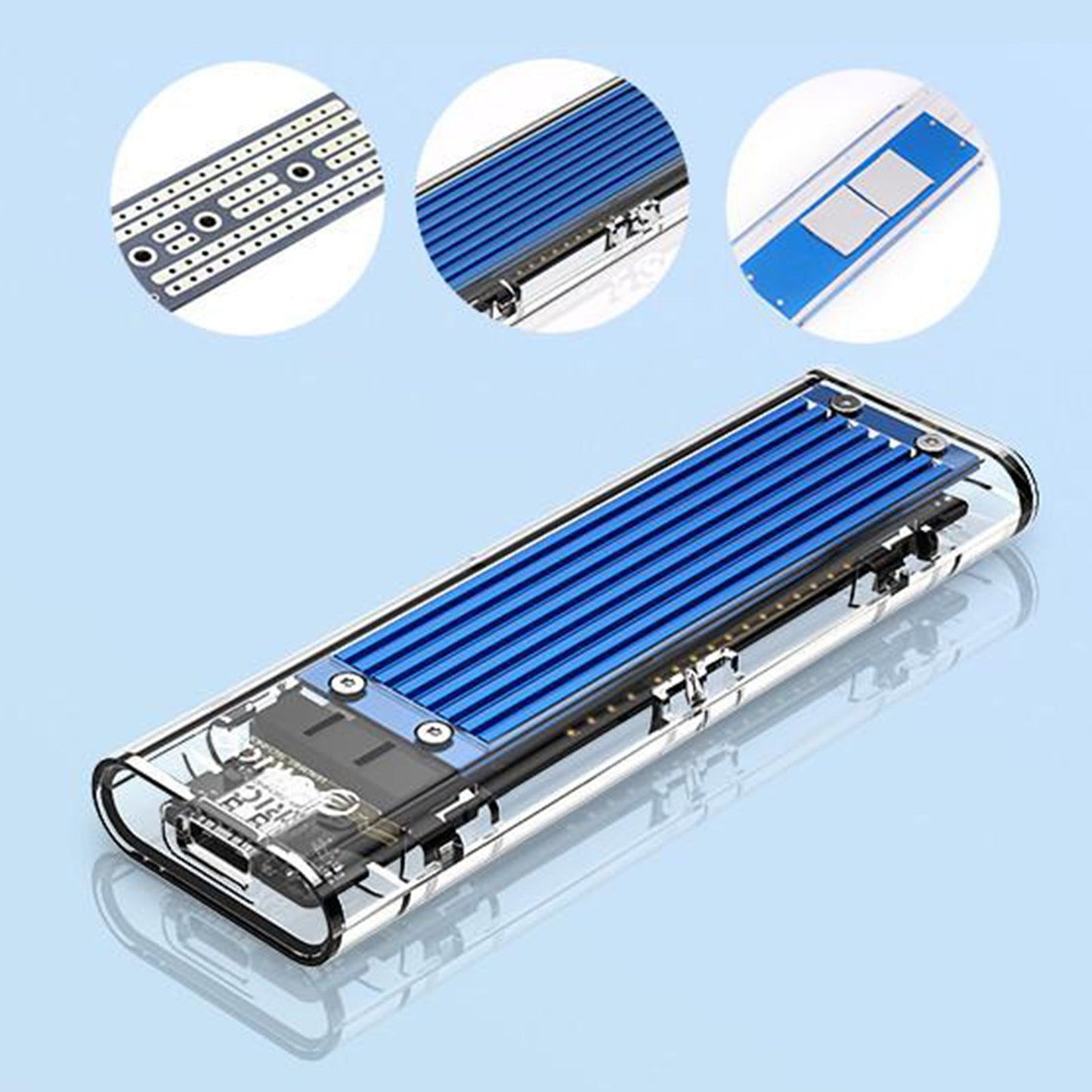 ORICO M.2 to USB Type-C SSD Enclosure Case Adapter 10Gbps UASP Blue