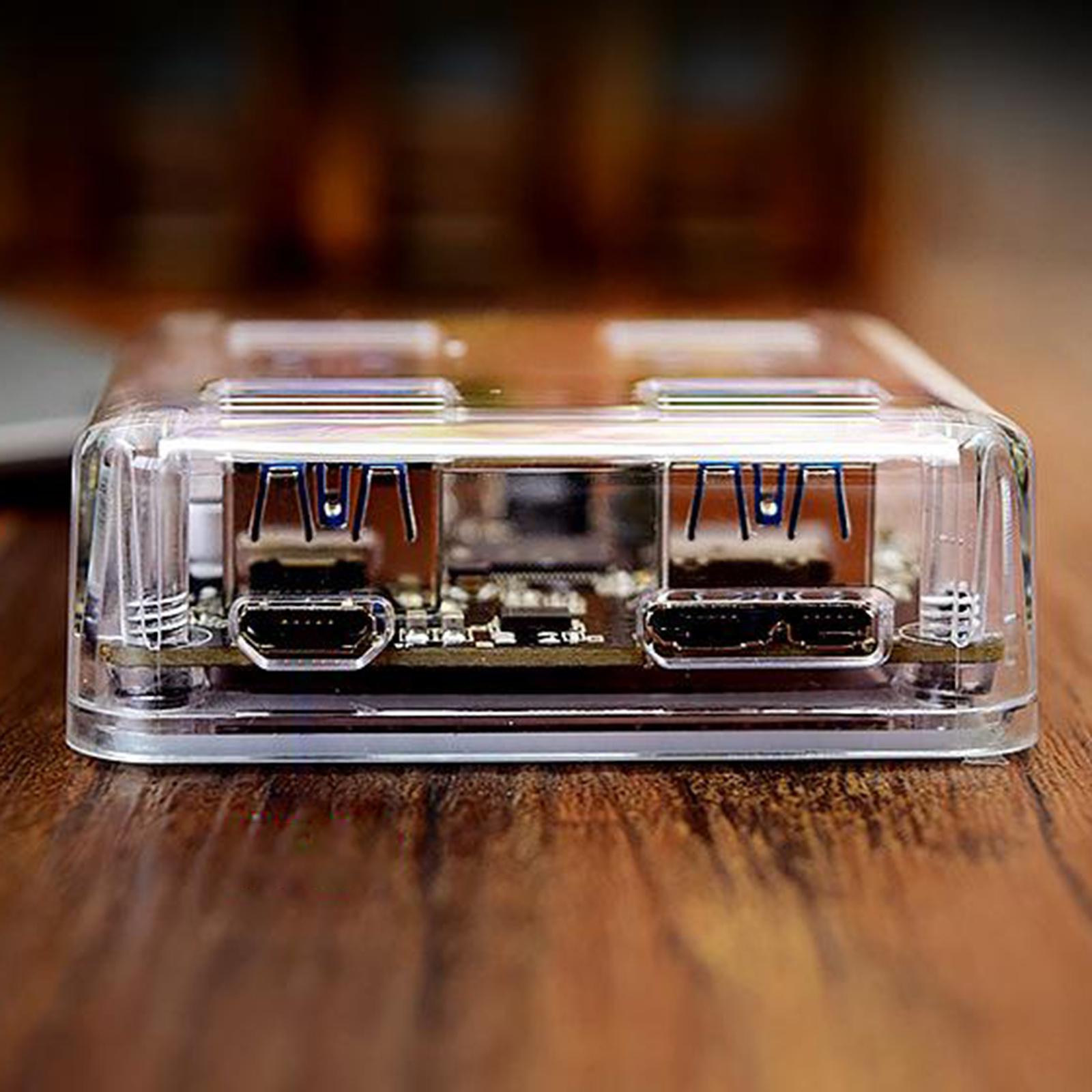 Transparent HUB 4 Ports USB3.0 Adapter Splitter USB Power Supply 100cm Cable