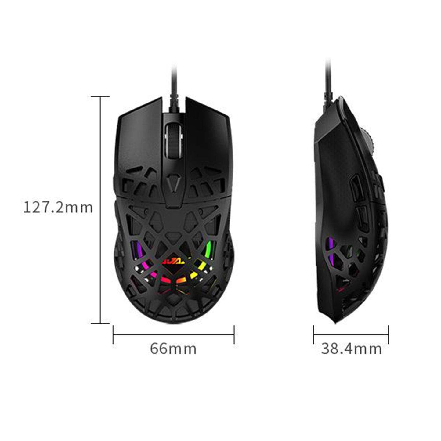 Ultralight RGB Gaming Mouse Wired Honeycomb Design for Computer White
