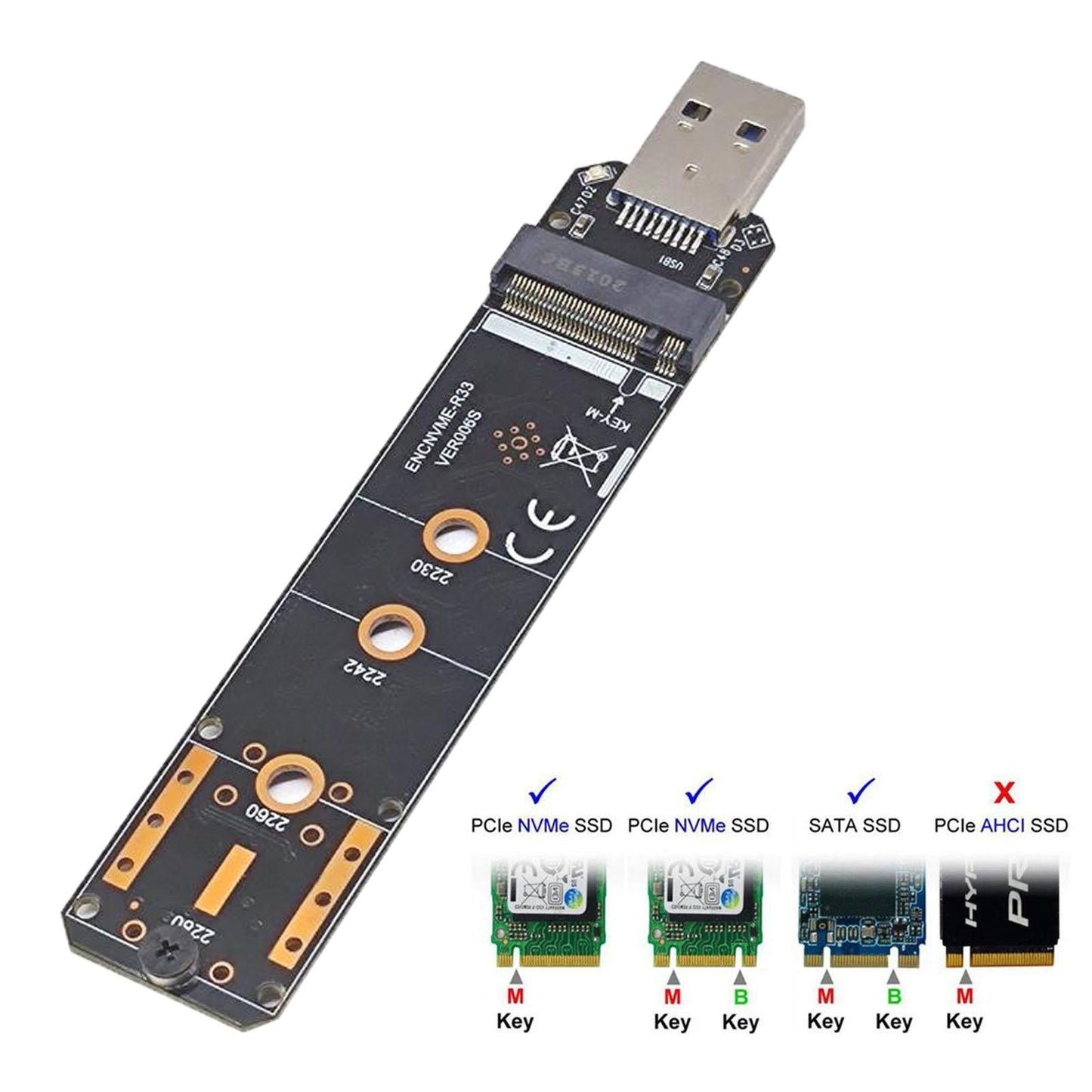 USB 3.1 Converter Card Reader Adapter Board for NVME SATA Dual Protocol M.2
