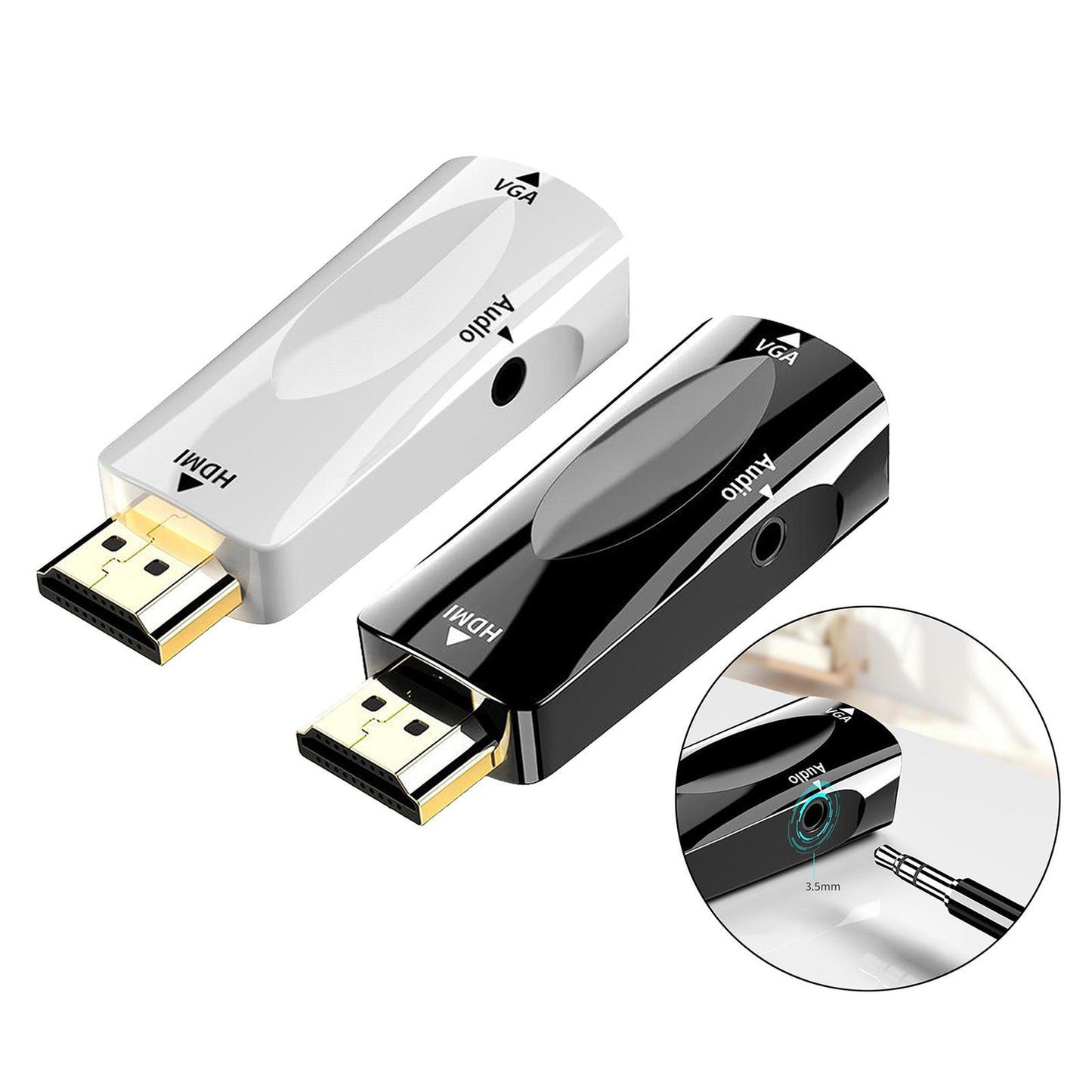 Mini HDMI to VGA Adapter Easy to Use for Desktop PC Monitor Chromebook White