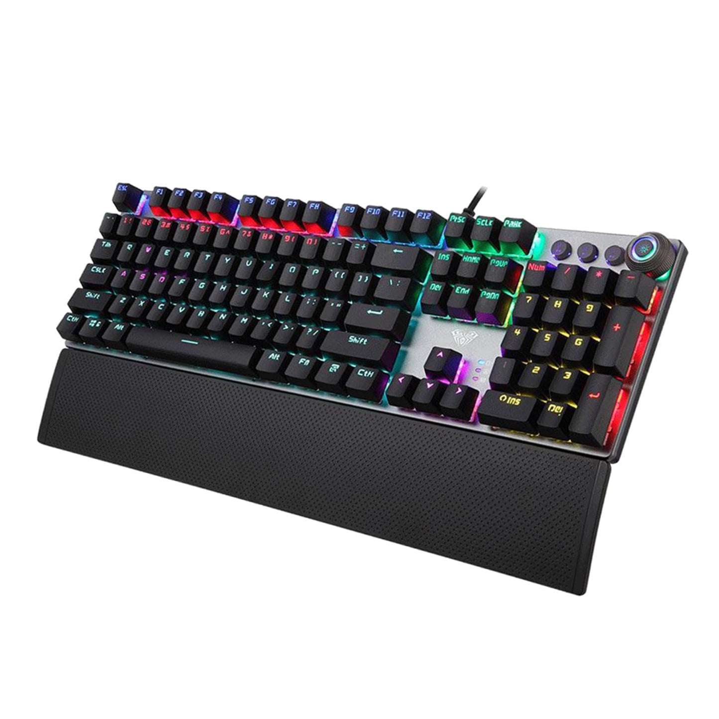 LED Backlit Mechanical Keyboard with Hand Rest Quick-Response for PC Gamers Brown Switch