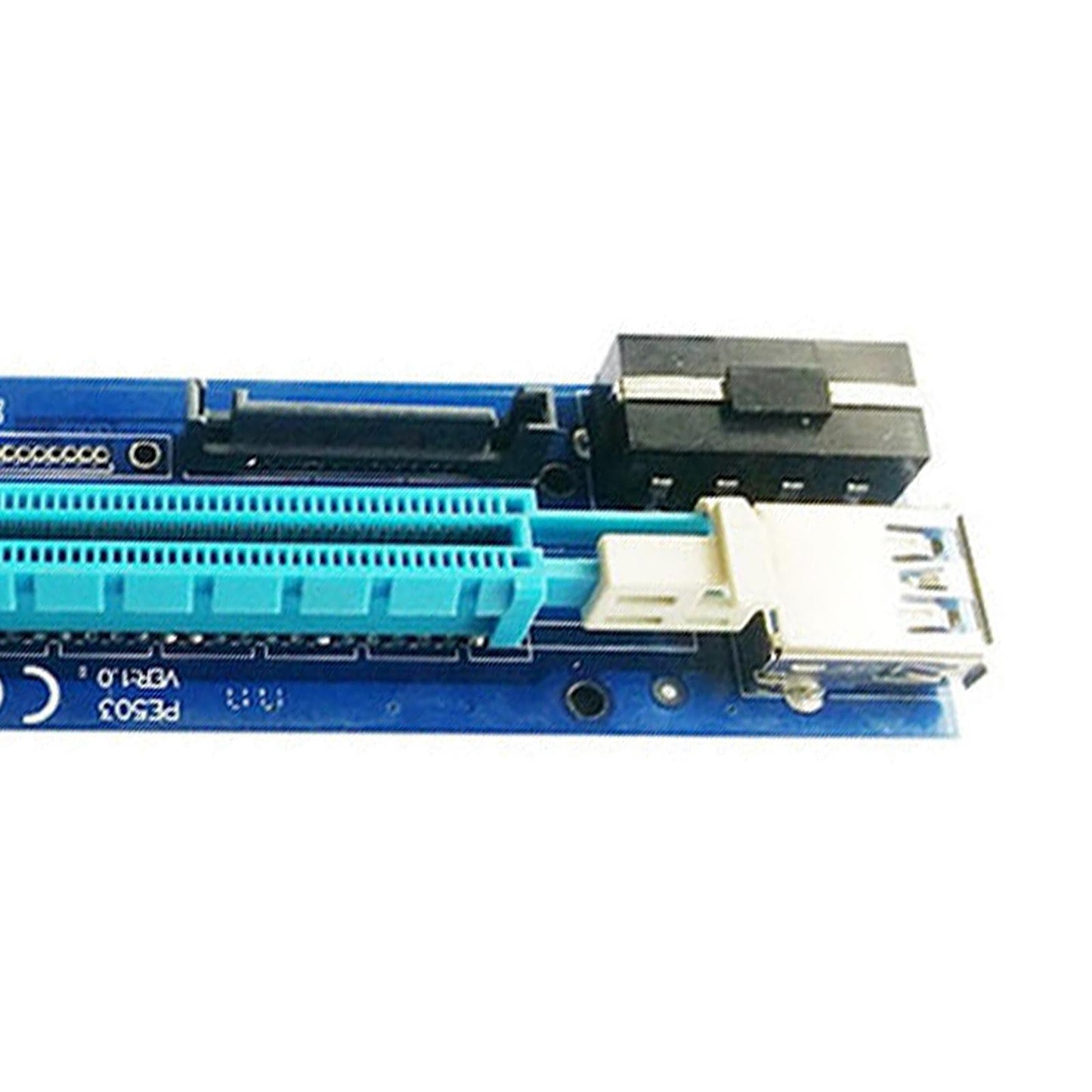 PE503 PCI-E Riser Card 4PIN+SATA PCIE 1X 16X 60CM Cable for Bitcoin Miner