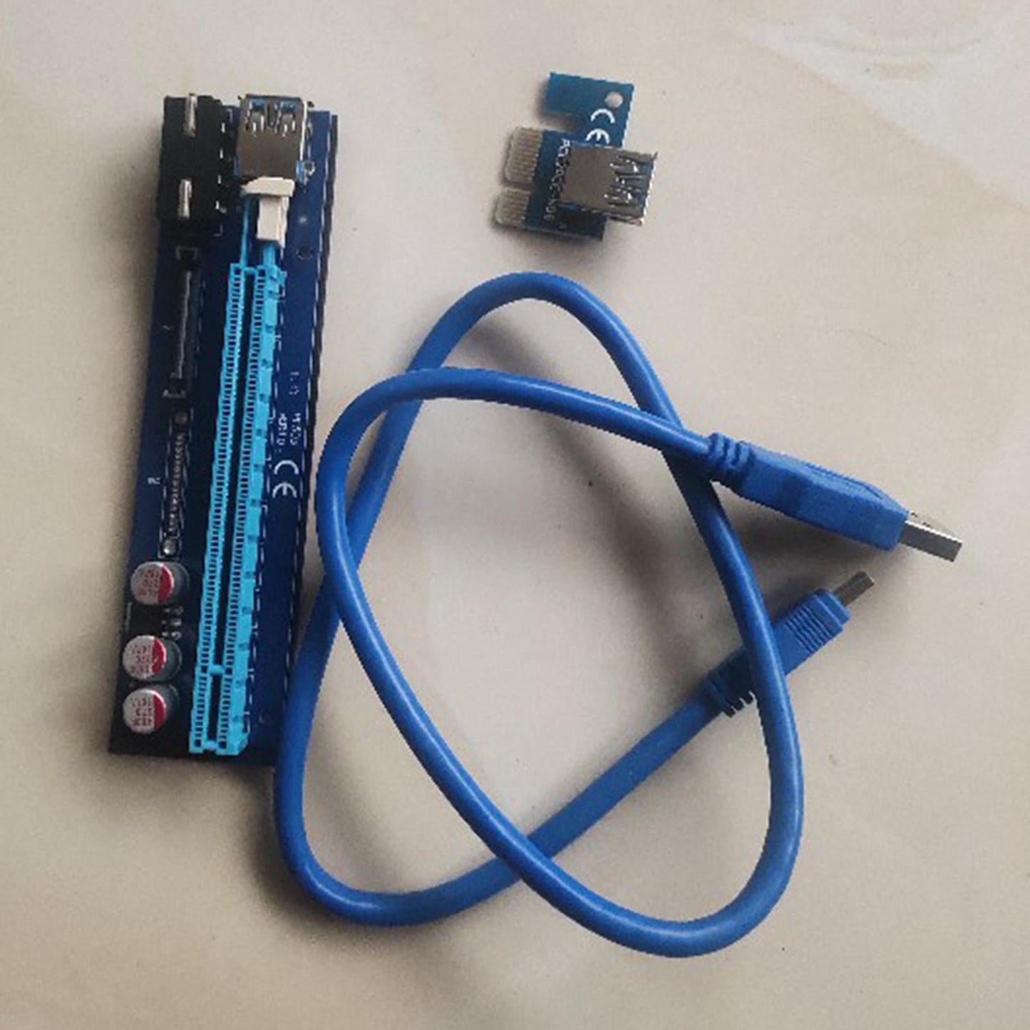 PE503 PCI-E Riser Card 4PIN+SATA PCIE 1X 16X 60CM Cable for Bitcoin Miner