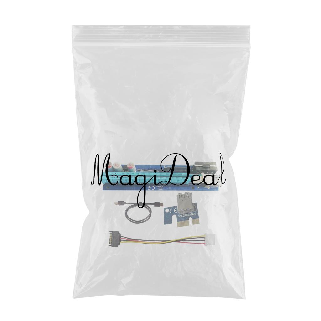 PE503 PCI-E Riser Card 4PIN+SATA PCIE 1X 16X 60CM Cable for Bitcoin Miner