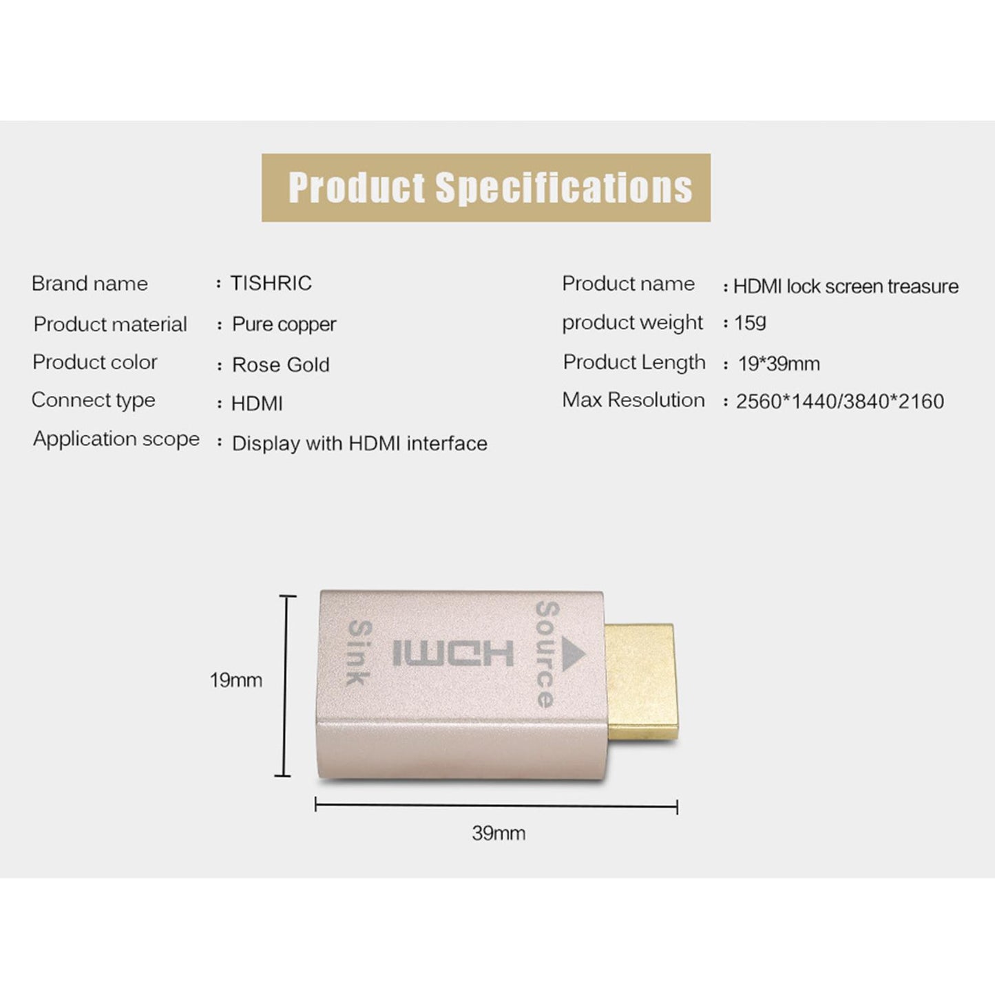 2 in 1 HDMI DDC EDID Dummy Plug 60Hz VGA Virtual Display Adapter Lock Plate