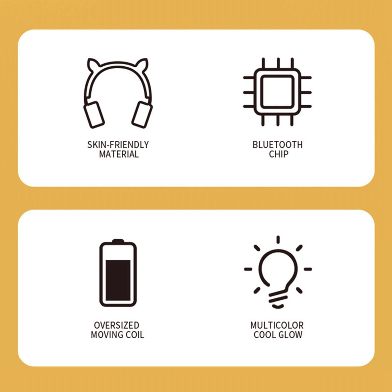 Portable Cat Ear Head-Mounted Headset 3.5MM Plug Stereo Sound for iOS Women White