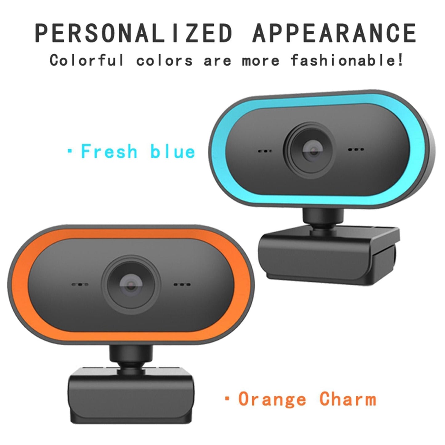 2K HD Webcam Built-in microphone Plug&Play Video Calling Recording Orange