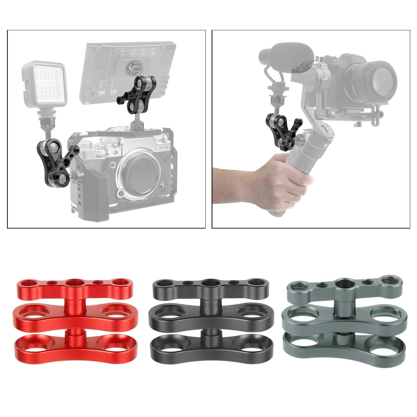 Aluminum Standard 1 Ball Clamp for Underwater Diving Light Arm System red"