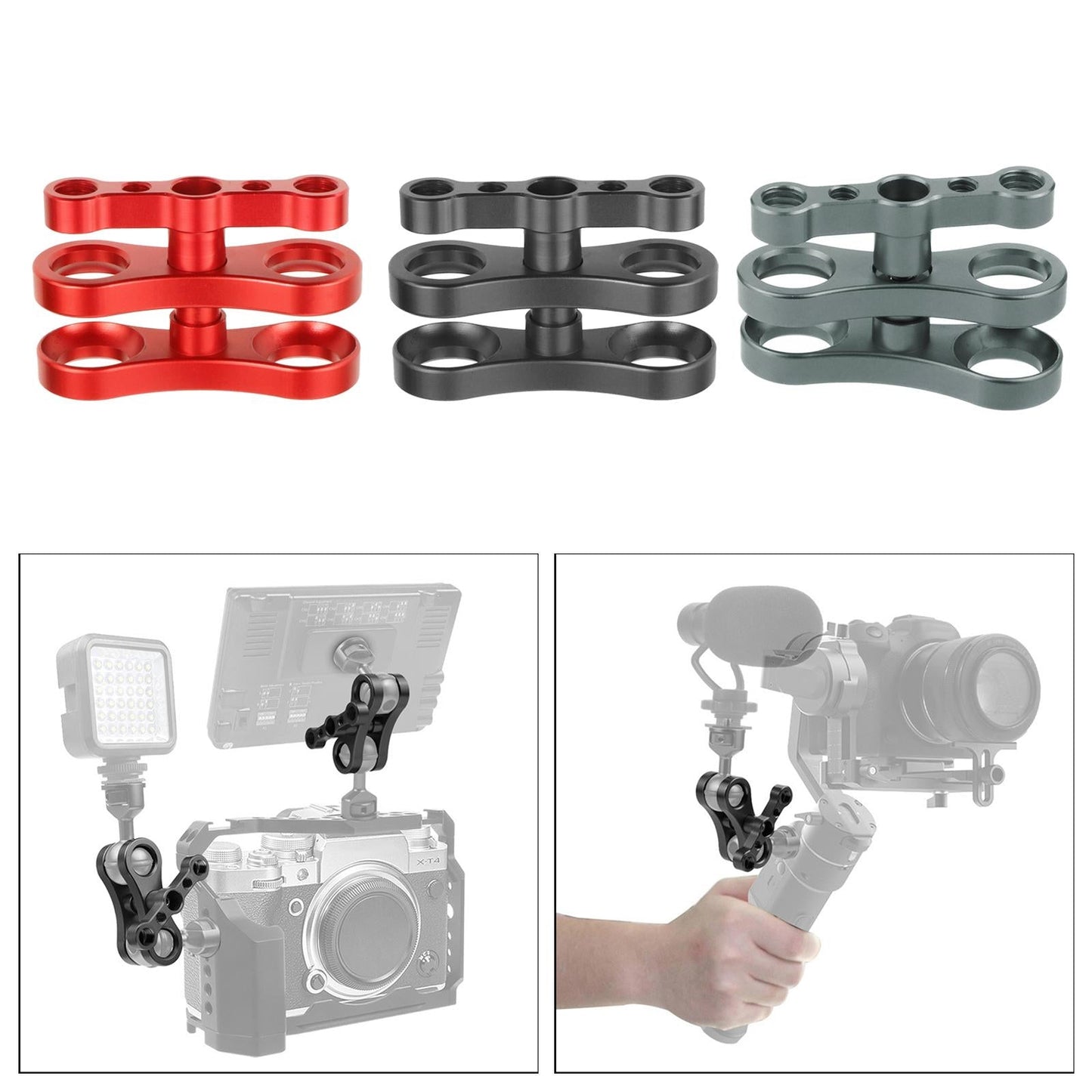 Aluminum Standard 1 Ball Clamp for Underwater Diving Light Arm System red"