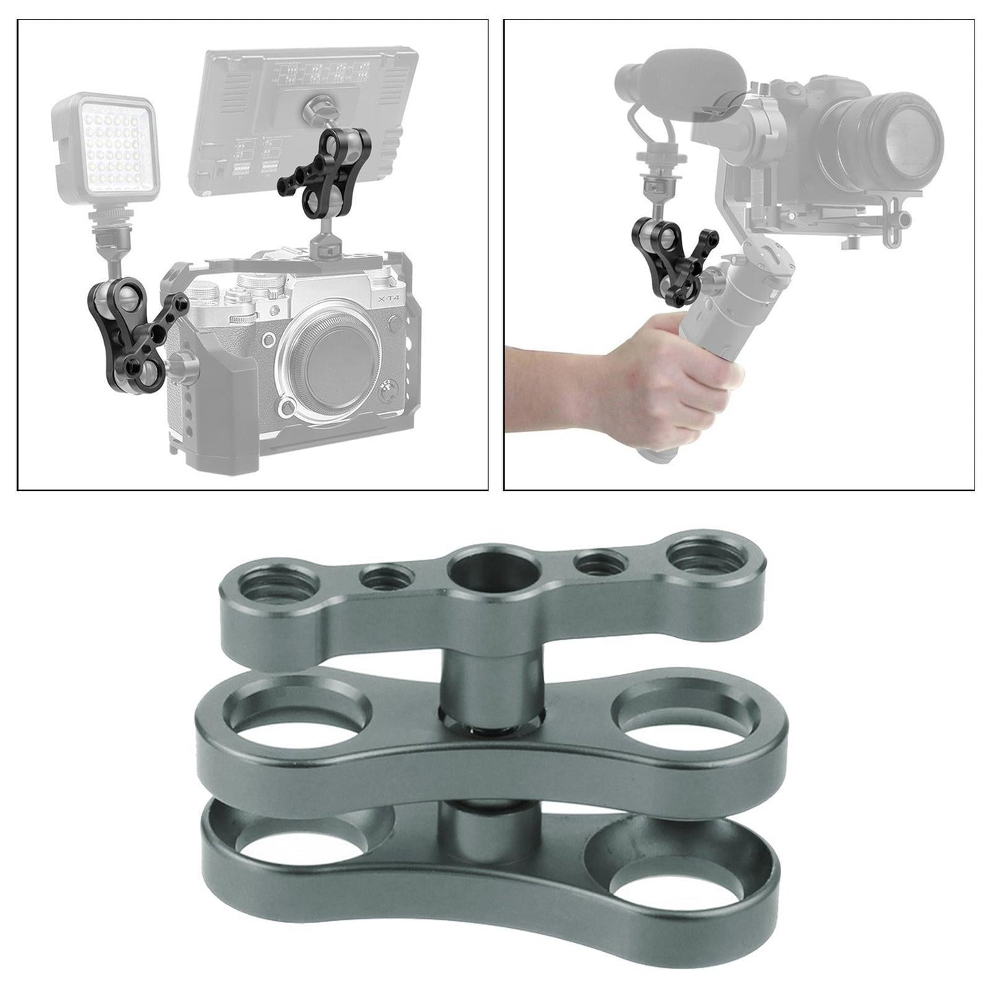 Aluminum Standard 1 Ball Clamp for Underwater Diving Light Arm System gray"