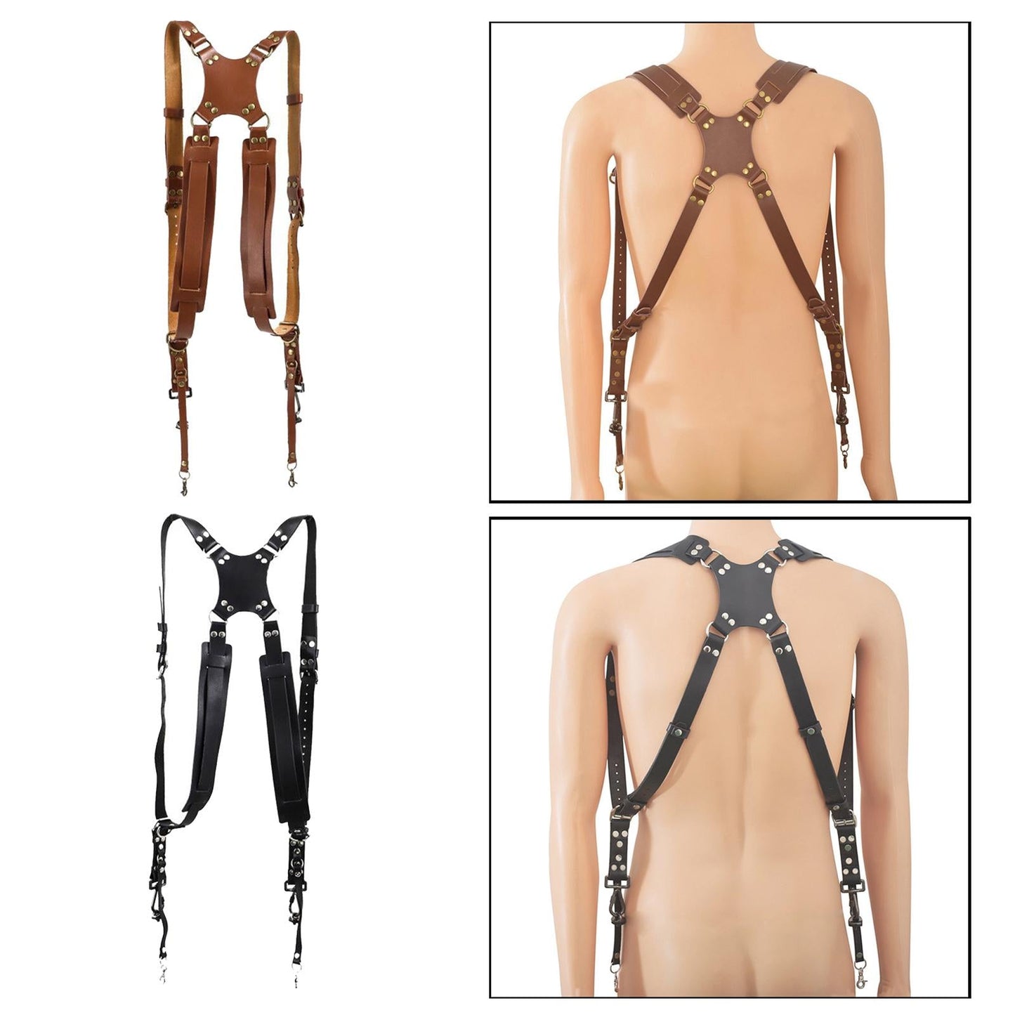 Cowhide Camera Strap Accessories for Two Cameras Strap Sling  brown