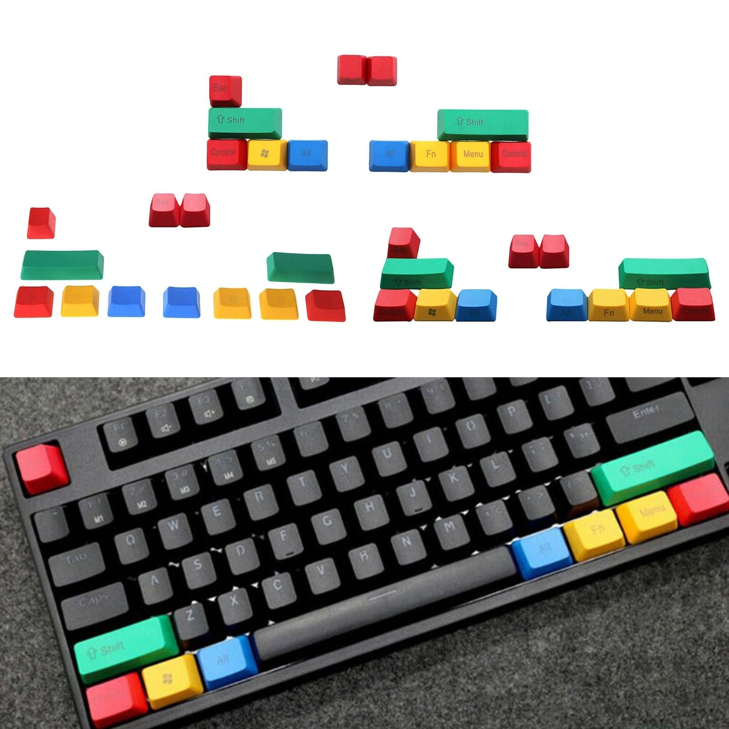 Upgraded PBT Pudding Thick RGBY Keycaps  for Mechanical Keyboards A