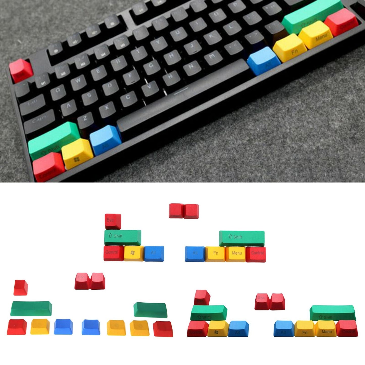 Upgraded PBT Pudding Thick RGBY Keycaps  for Mechanical Keyboards A