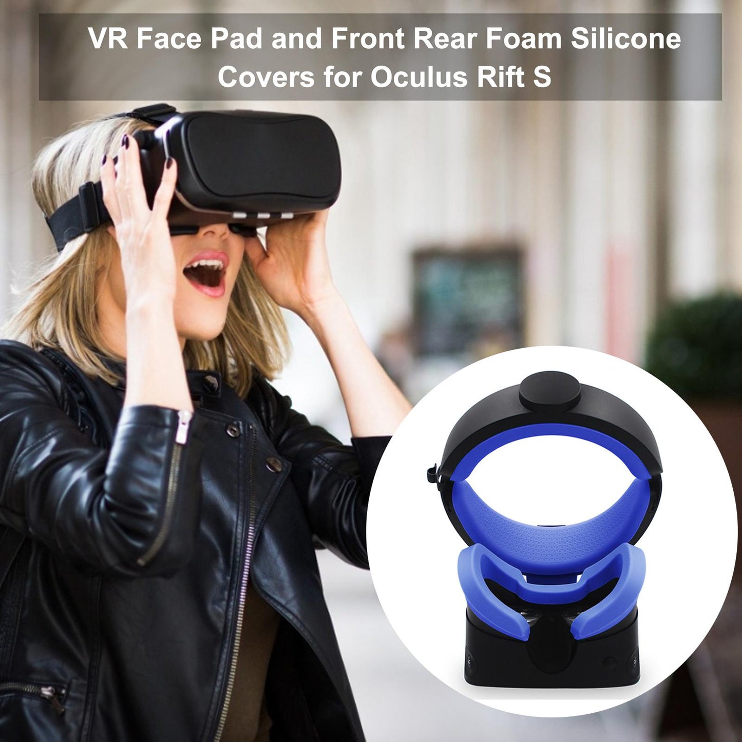 Silicone Cover VR Face Pad For Oculus Rift S Replacement Pad Cover Blue
