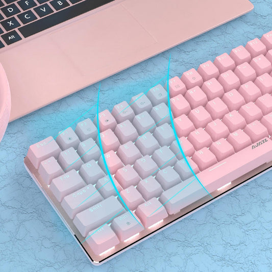 Pink Gaming Wired Keyboard 82 Keys Mini Compact for Desktop Gamer B