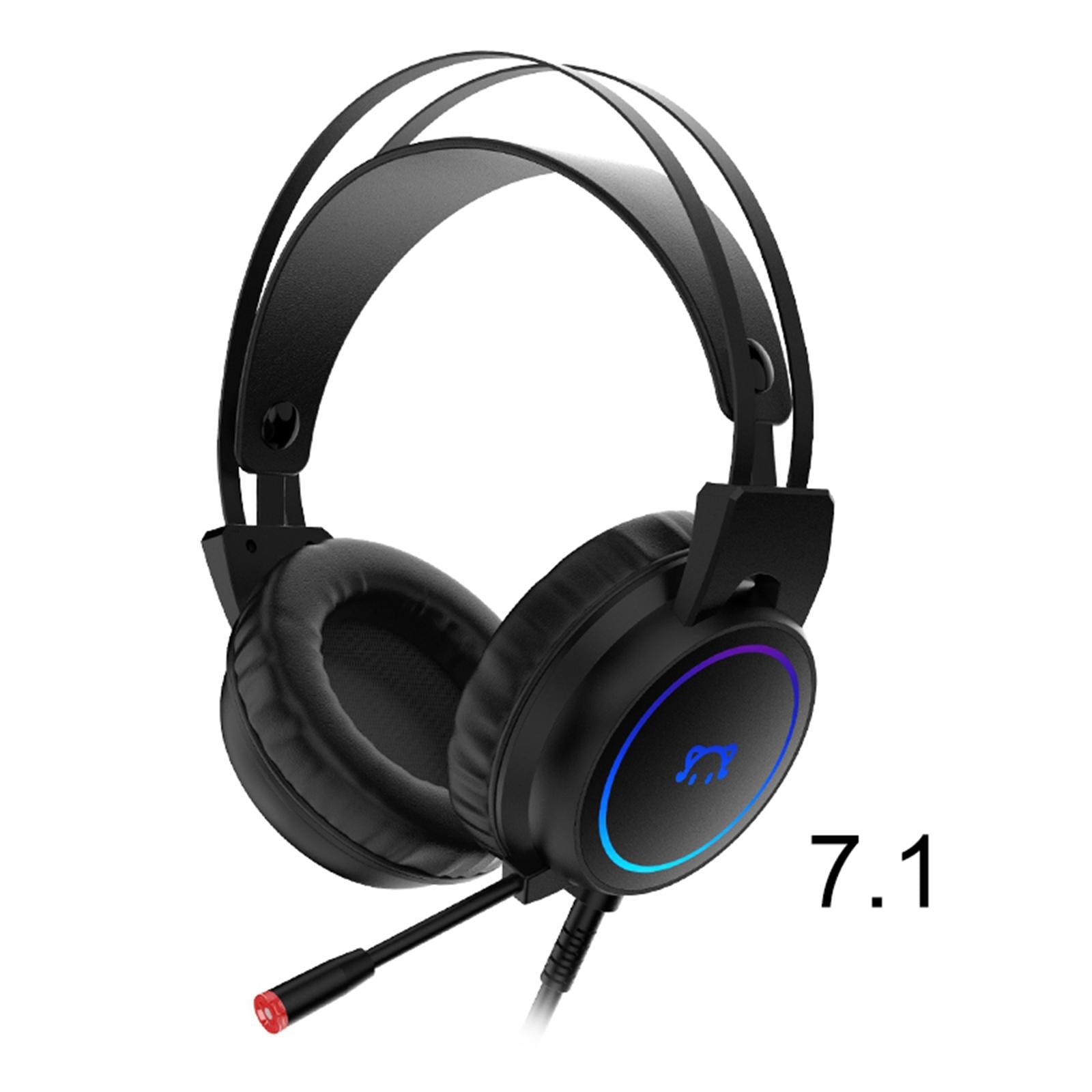 LED Gaming Headphones Wired Earphones 50mm Drive 2.2m Cable Black USB