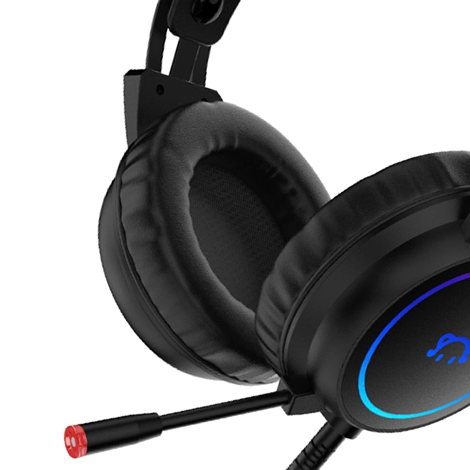 LED Gaming Headphones Wired Earphones 50mm Drive 2.2m Cable Black USB 3.5mm