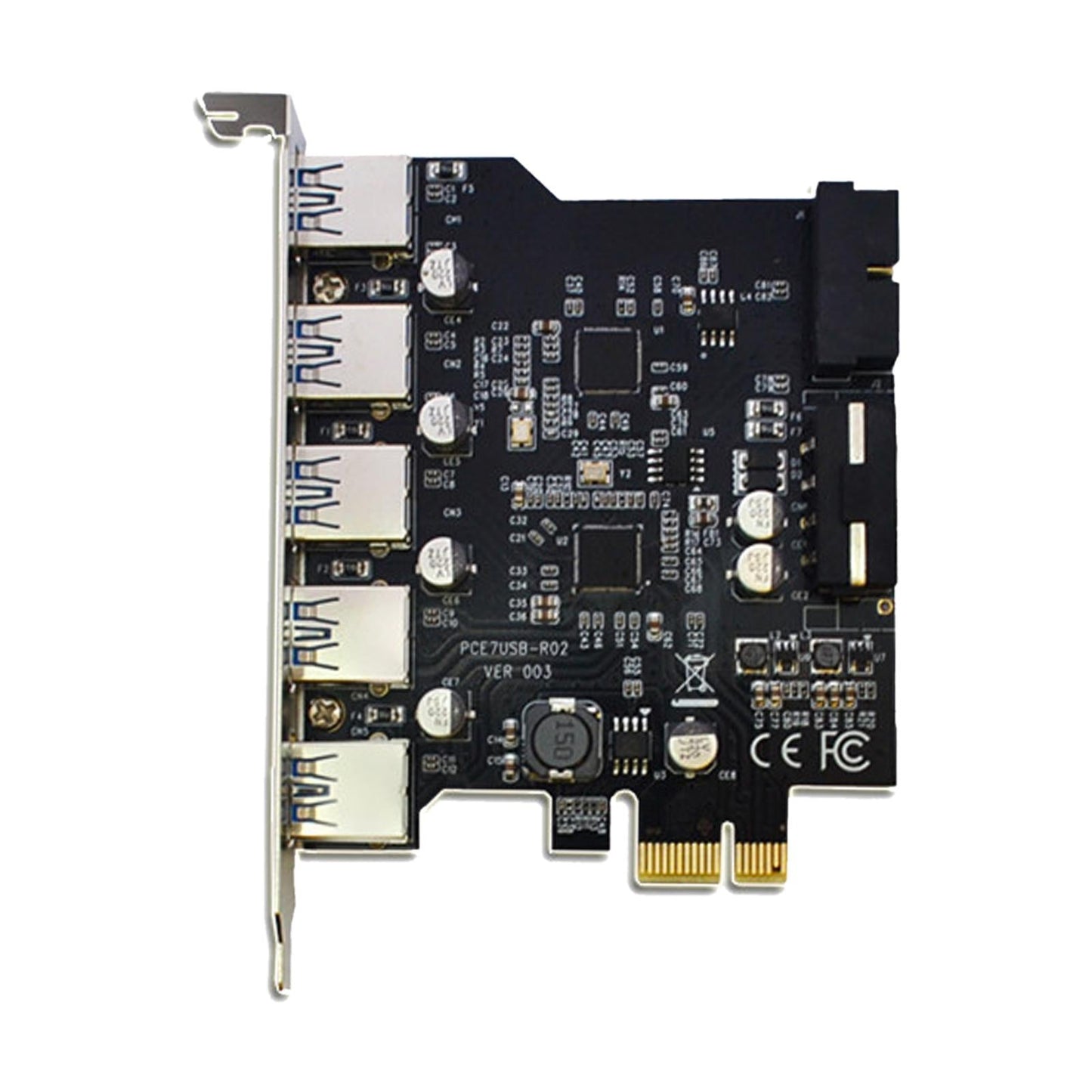 Super Speed 5 Port USB 3.0 to PCI-E Express Expansion Card Adapter Hub 19pin
