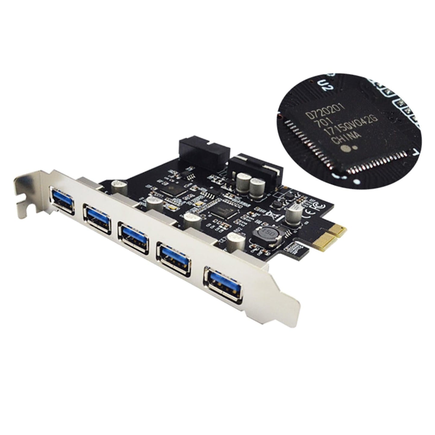 Super Speed 5 Port USB 3.0 to PCI-E Express Expansion Card Adapter Hub 19pin