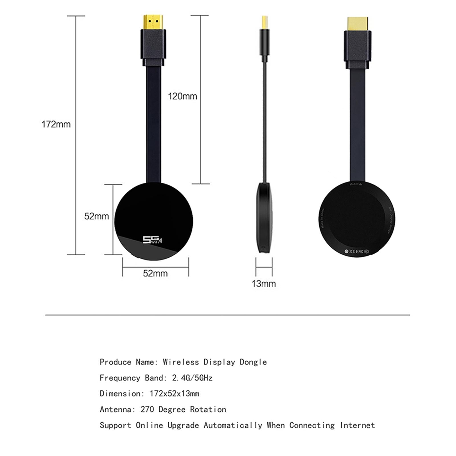 G4 5GHz &2.4GHz Wireless Display Adapter Screen Mirroring HDMI TV Dongle