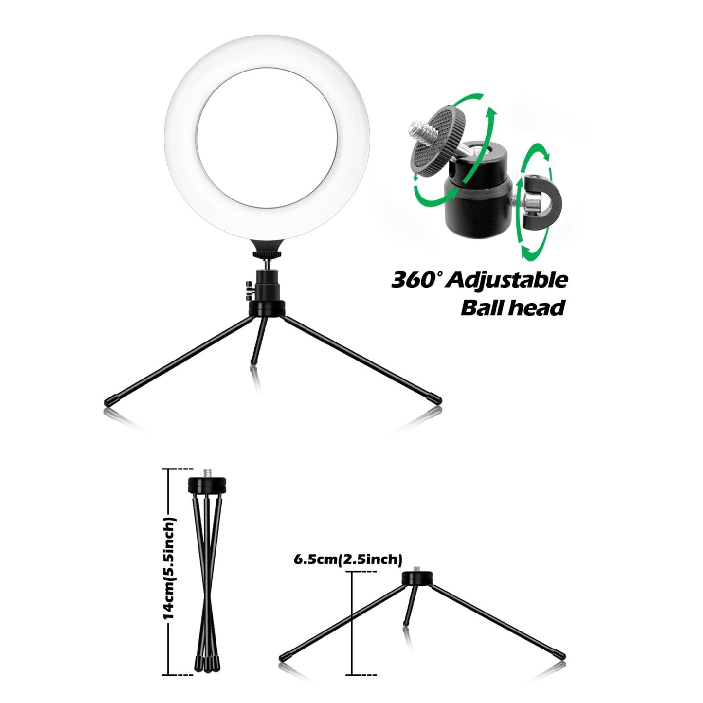 Practical LED RGB Selfie Ring Light Fill Lamp For Laptop Tripod Style