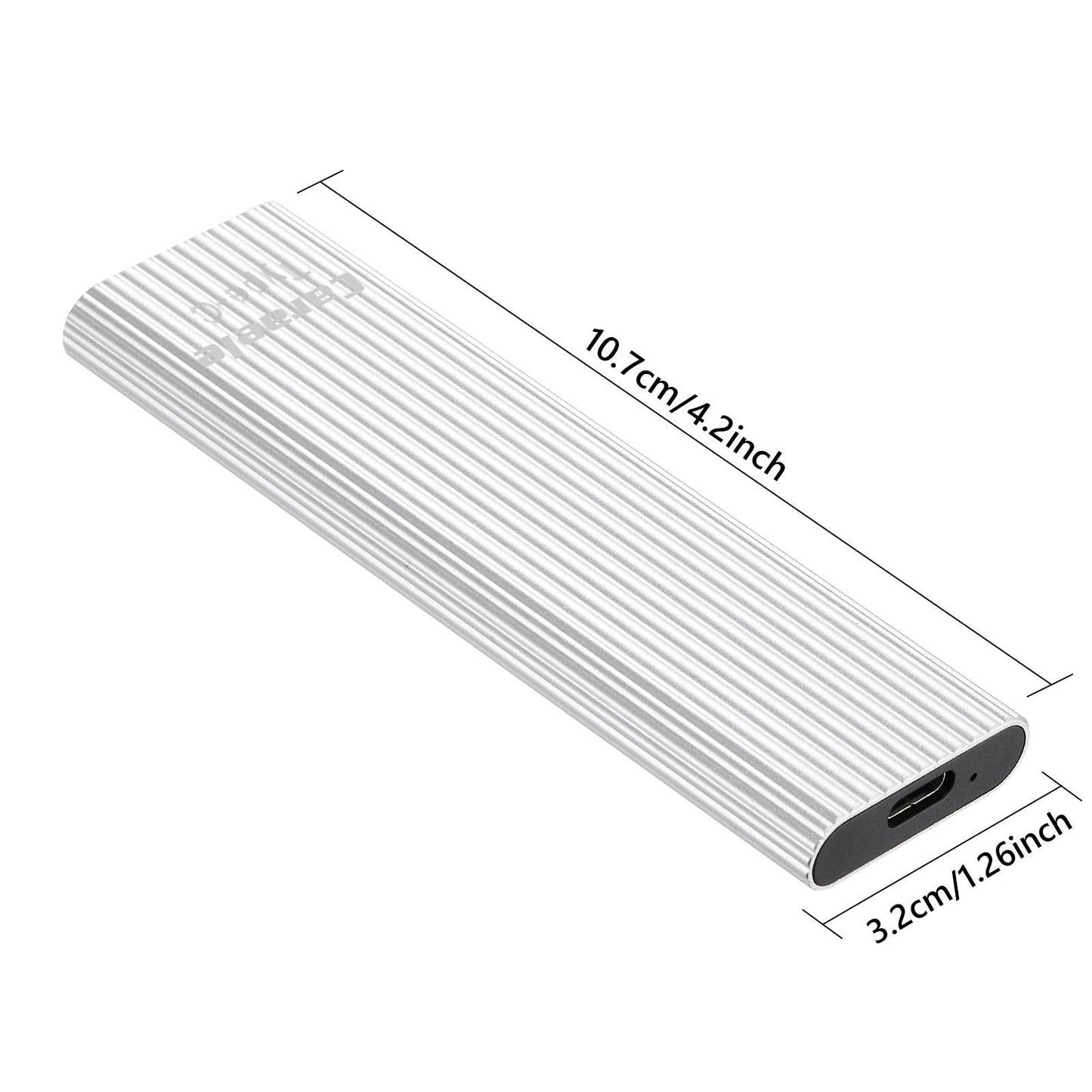 USB 3.0 2TB SSD External Portable USB 3.1 Gen-1 USB-C Compatible silver