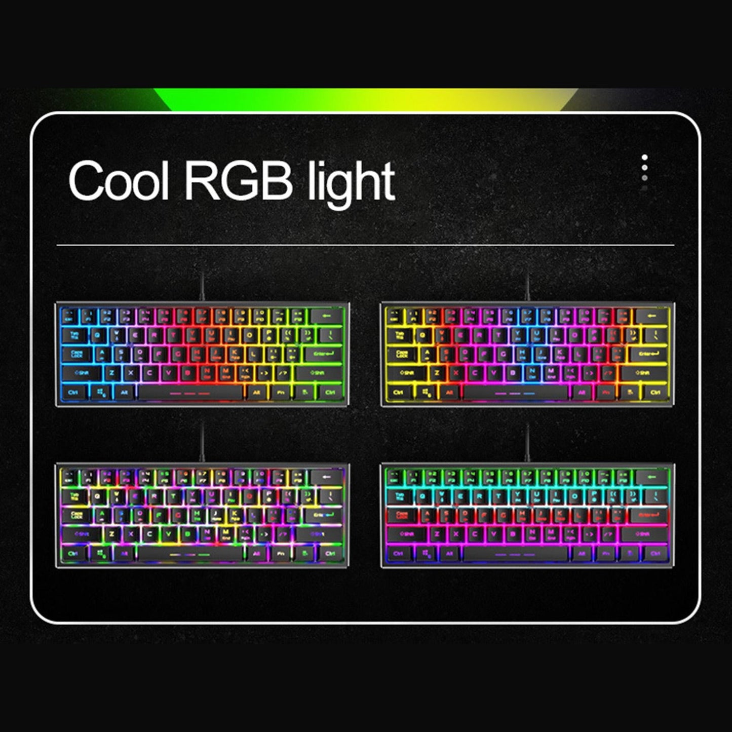 Computer Backlit Keyboard 61 Keys Anti-ghosting for Windows 2000 XP Vista 9 RGB Lights