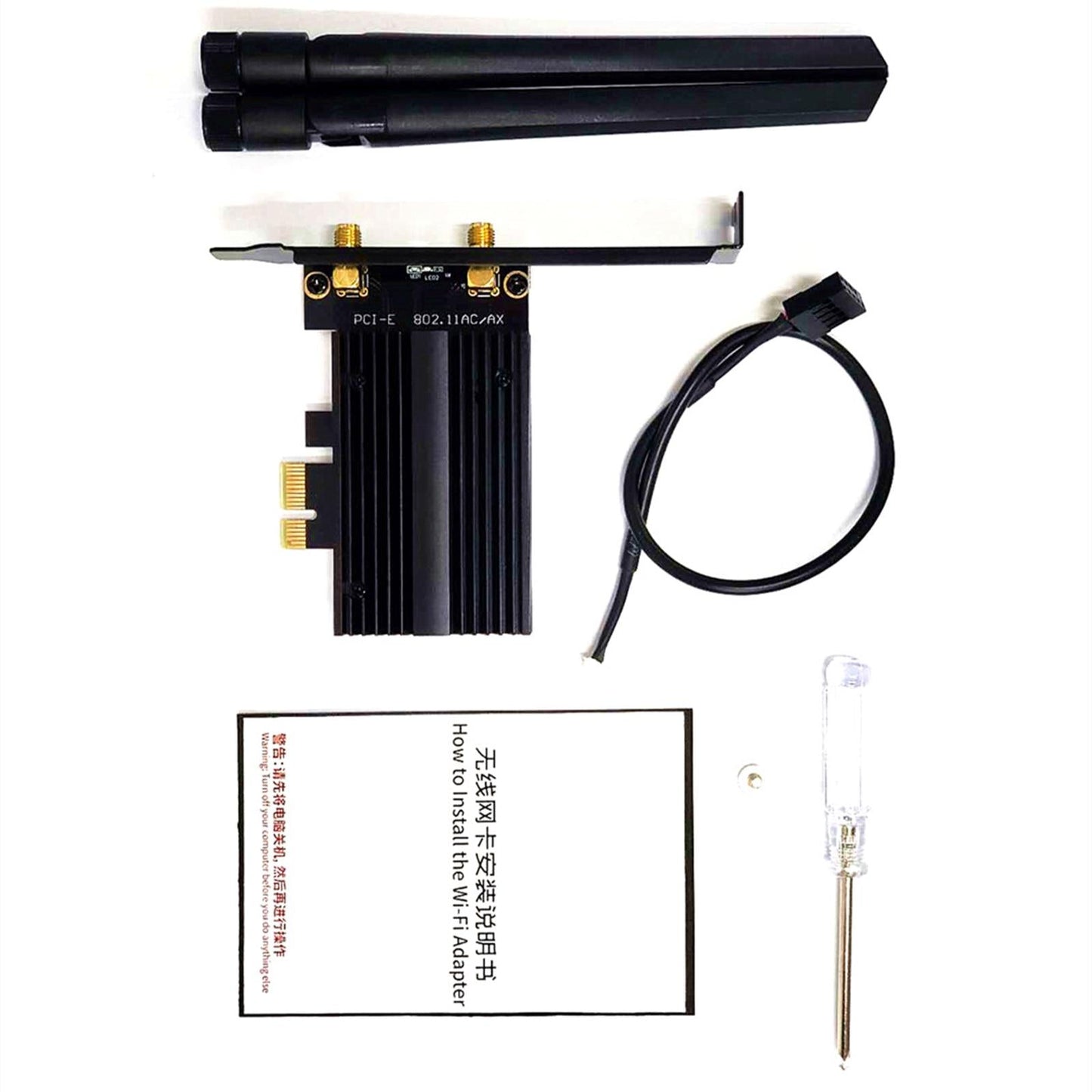 PCIe Wifi Adapter Cards Wi-Fi Card Ultra Low Latency for Desktop AX200 Black