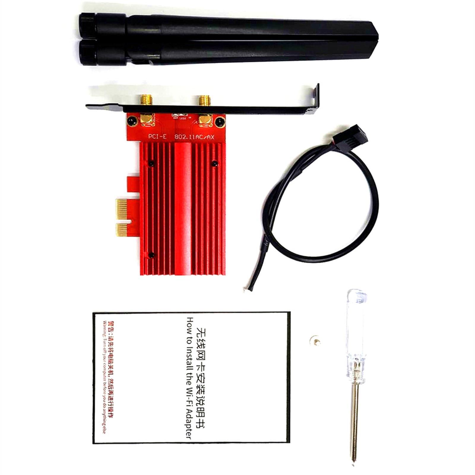 PCIe Wifi Adapter Cards Wi-Fi Card Ultra Low Latency for Desktop AX210 Red