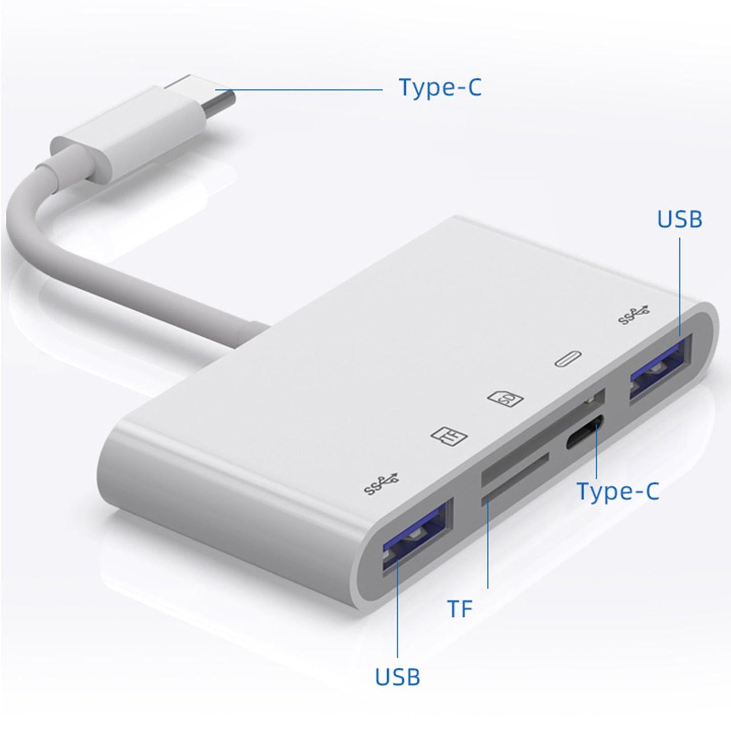5 in 1 Type-C Hub Adapter USB3.0 Multi Charging Port Card Reader For MacBook