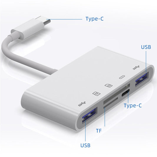 5 in 1 Type-C Hub Adapter USB3.0 Multi Charging Port Card Reader For MacBook