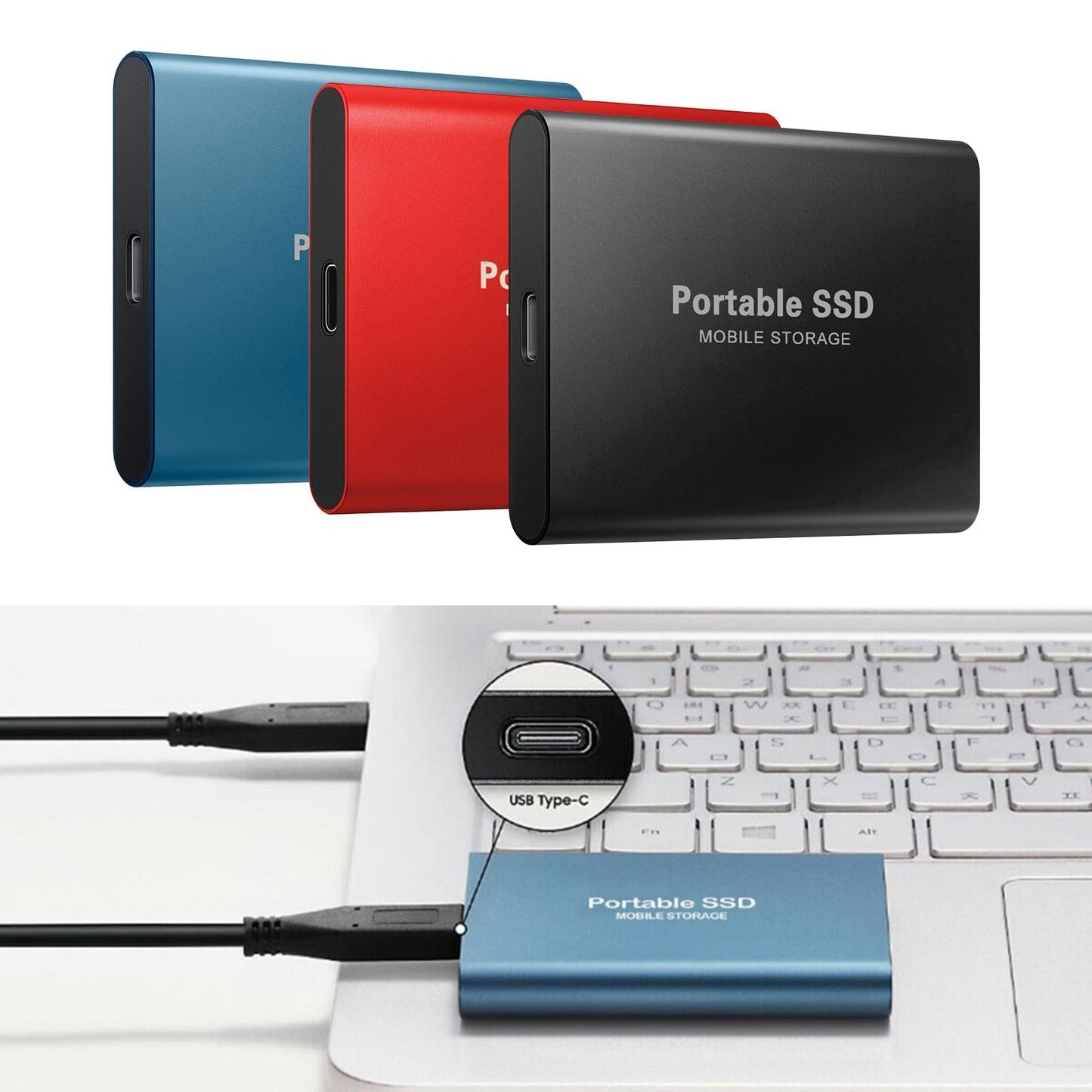 USB 3.0 USB 3.1 Gen-1 1TB SSD External Portable Solid State Drive black 1TB