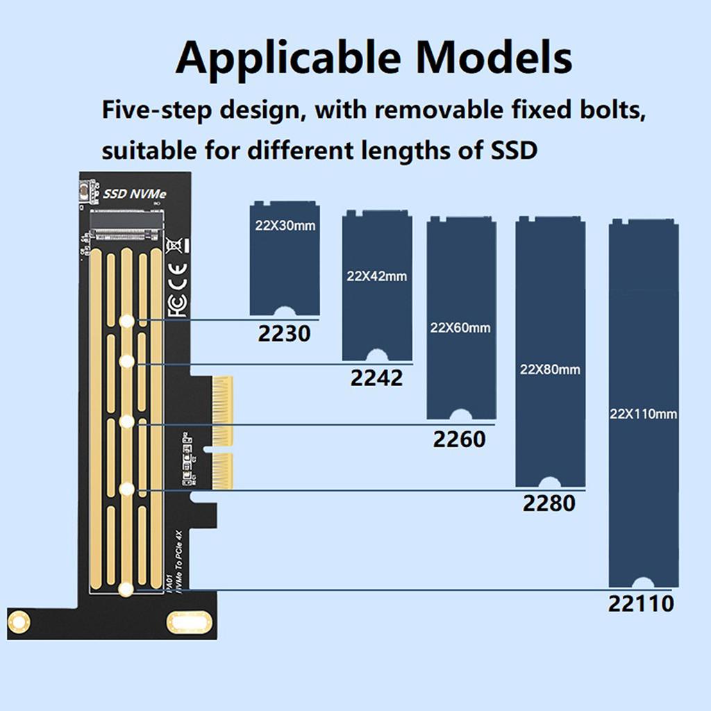 M.2 NGFF interface PCIE X4 NVMe SSD Adapter Card 2242 2280 Low Profile