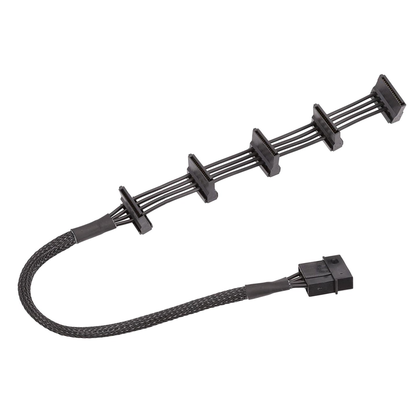 PC 4 Pin IDE to 5 SATA 15pin Splitter Hard Drive SSD Power Supply Cable Cord