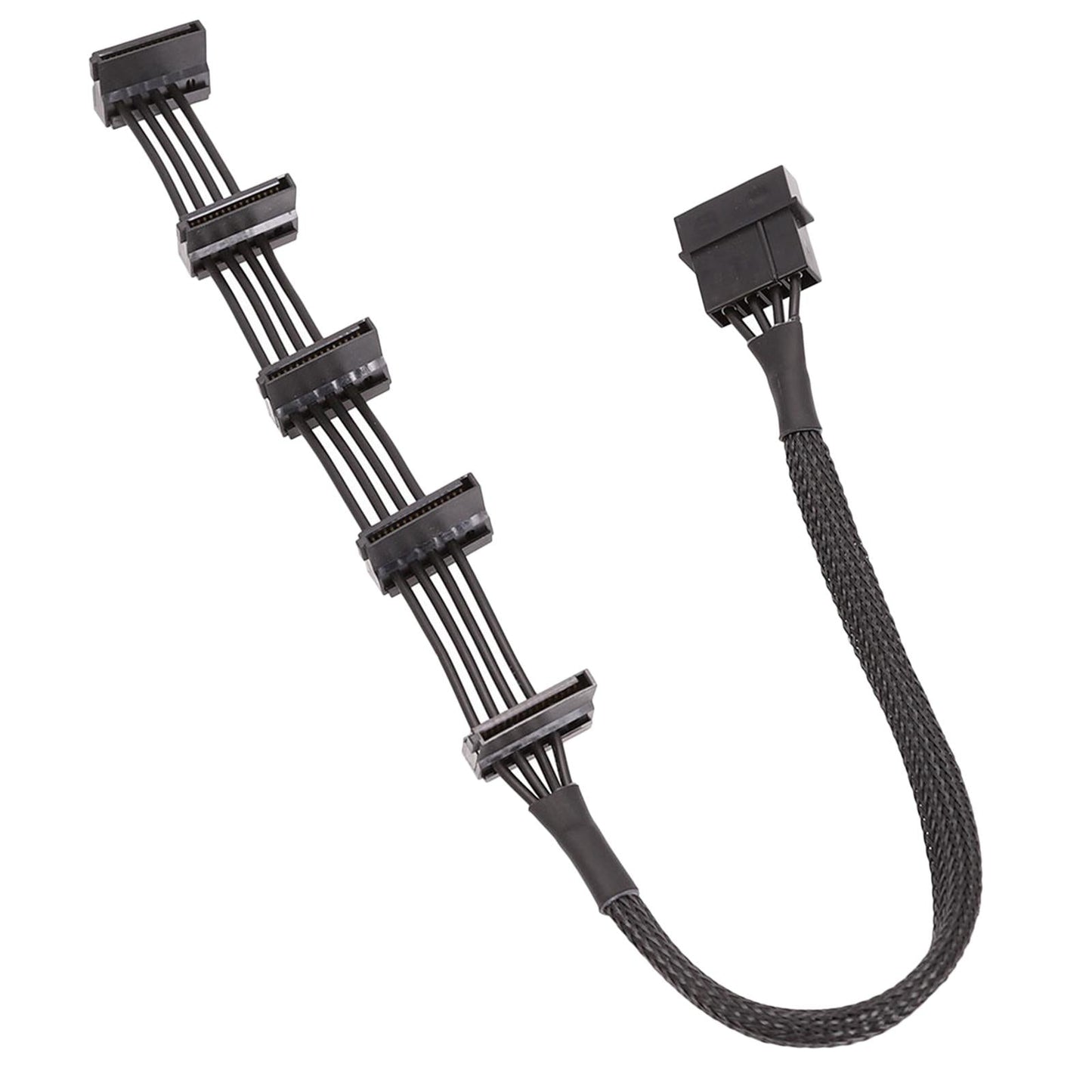 PC 4 Pin IDE to 5 SATA 15pin Splitter Hard Drive SSD Power Supply Cable Cord
