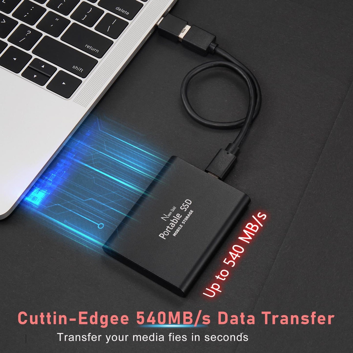 SSD USB 3.1 External Solid State Drives Hard Disk for PC Laptop 2TB Black