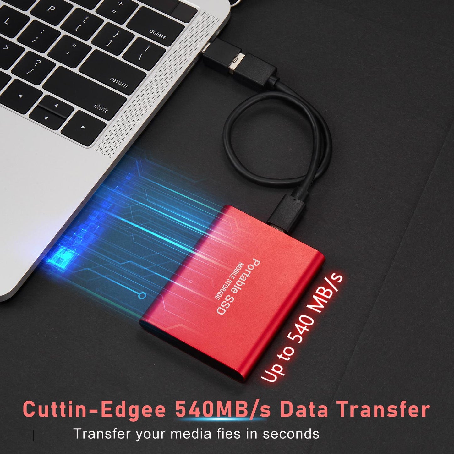 SSD USB 3.1 External Solid State Drives Hard Disk for PC Laptop 2TB Red