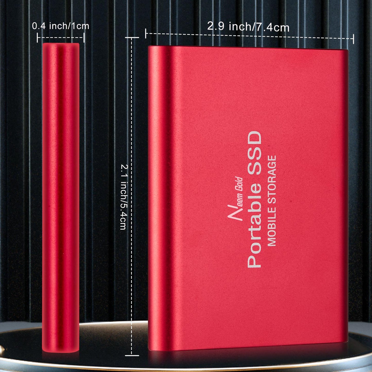 SSD USB 3.1 External Solid State Drives Hard Disk for PC Laptop 2TB Red