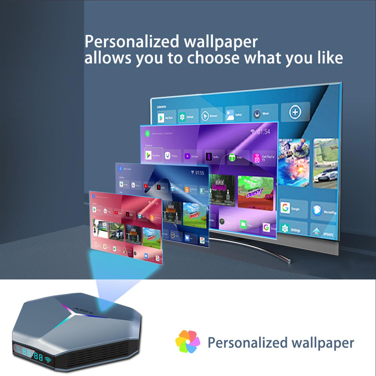 A95X F4 Media Player 2.4G/5Ghz Wifi RGB Light Set Top Box  2G+16G EU Plug