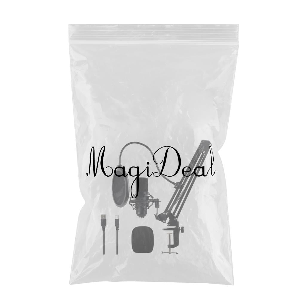 USB Condenser Microphone Kit w/Shock Mount Pop Filter Kit  Black BM800 BM700