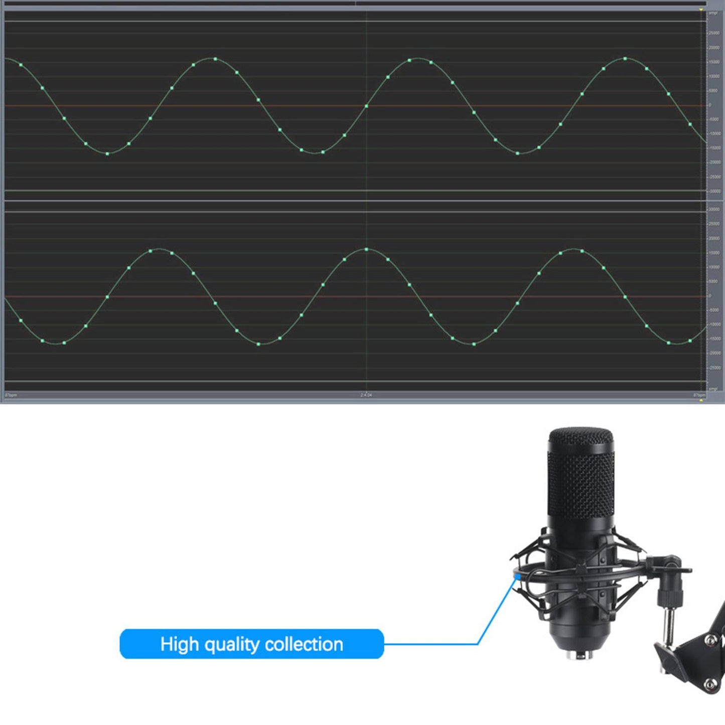 USB Condenser Microphone Kit w/Shock Mount Pop Filter Kit  Black BM800