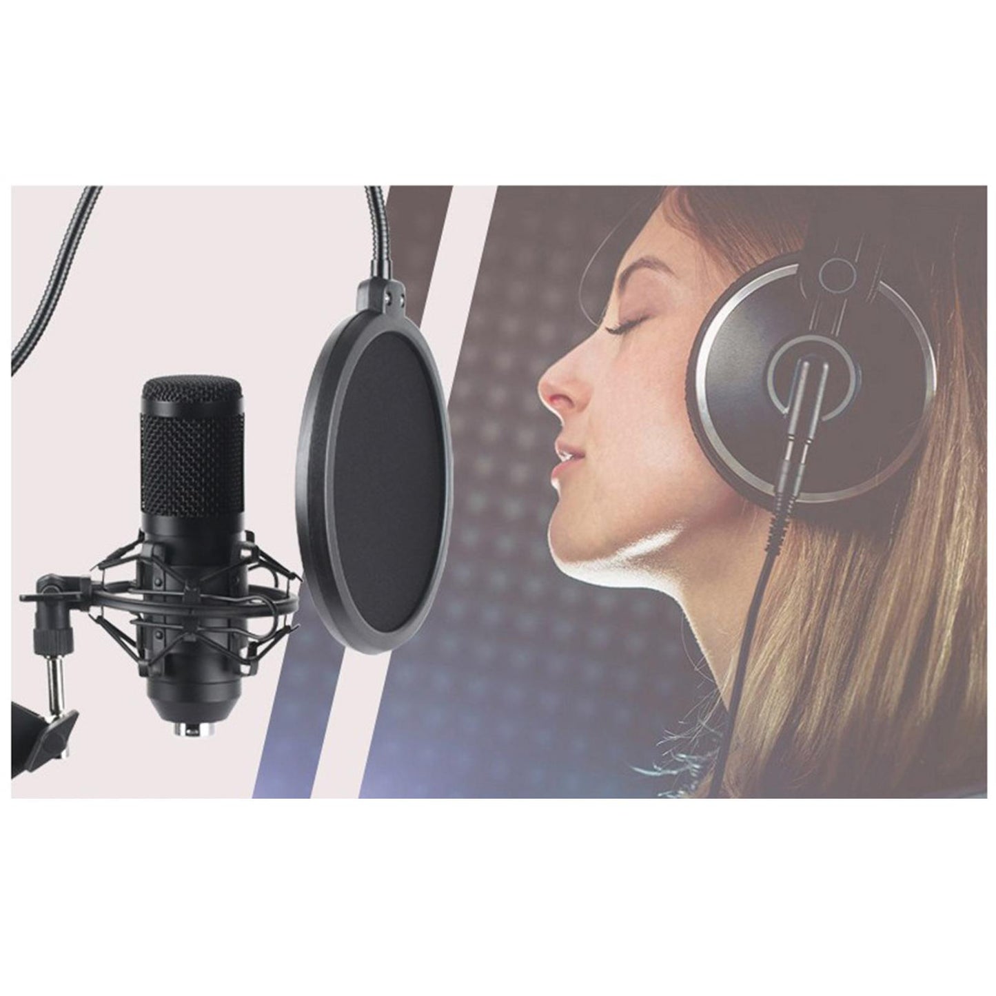USB Condenser Microphone Kit w/Shock Mount Pop Filter Kit  Black BM800