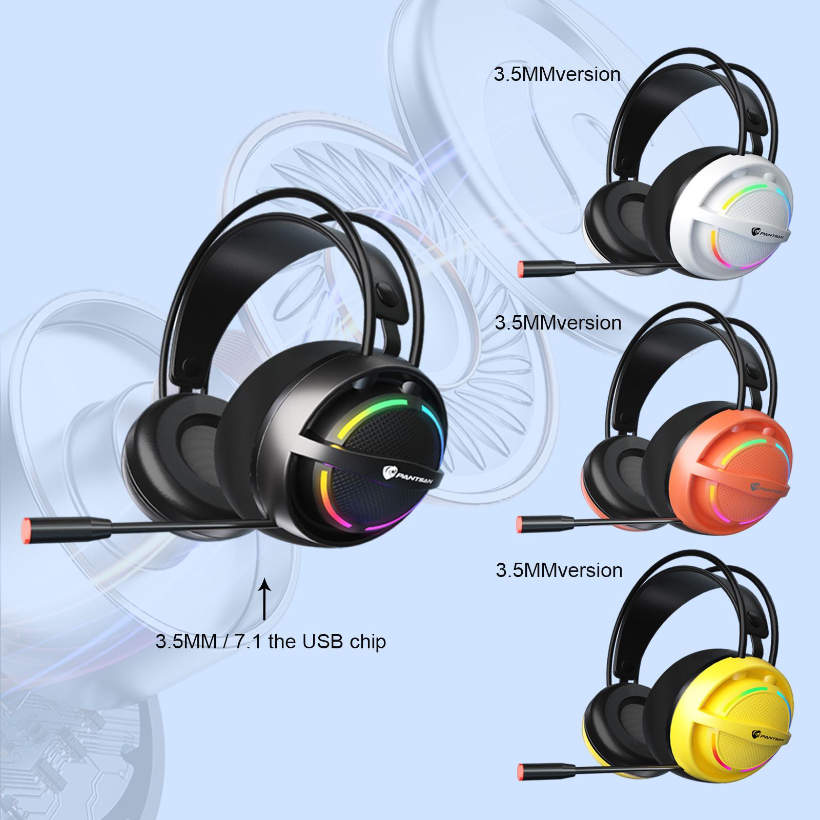 Wired USB Gaming Headset LED Light Lightweight for Gaming Yellow 3.5mm