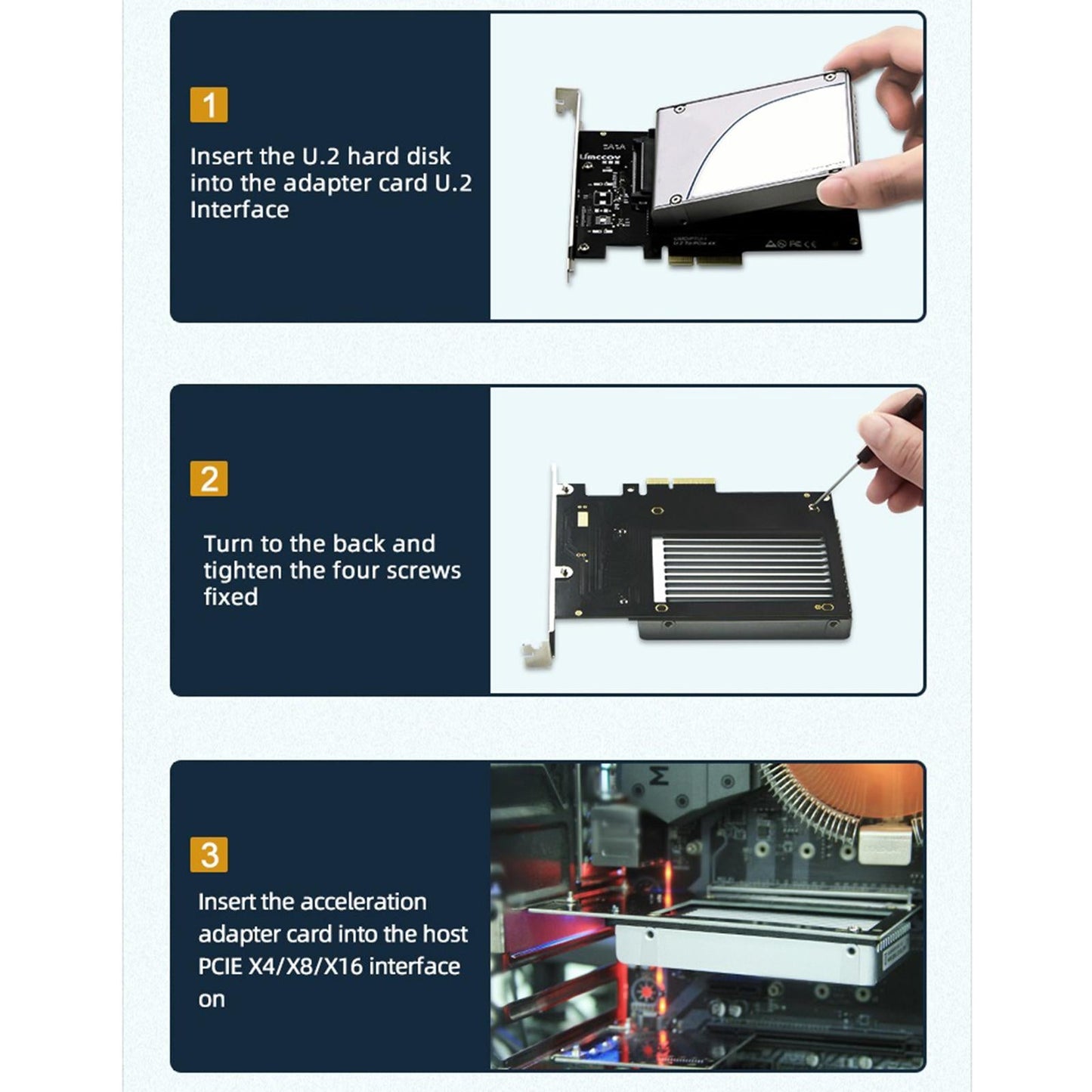U.2 SSD to PCIe X4 3.0 Adapter SFF-8639 PCIe NVMe SSD Adapter U.2