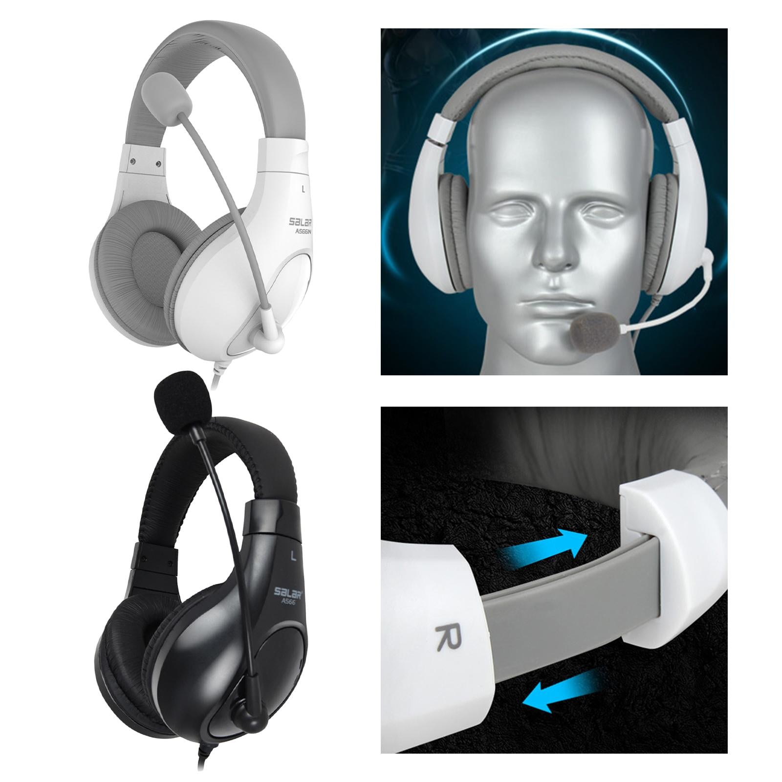 On-Ear Headphones with Mic with 2.0m Cord for Tablet Recording MP3  White