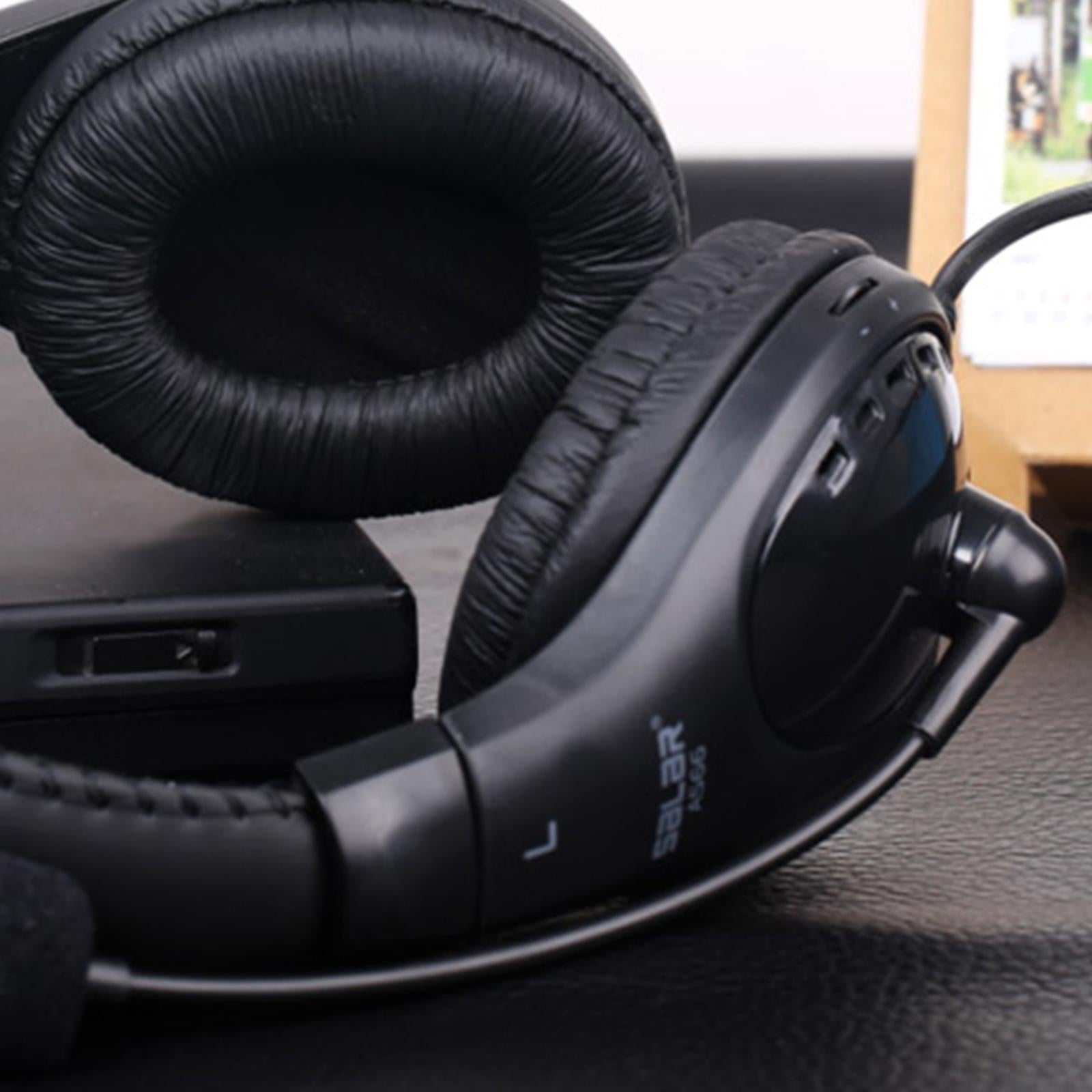 On-Ear Headphones with Mic with 2.0m Cord for Tablet Recording MP3  Black