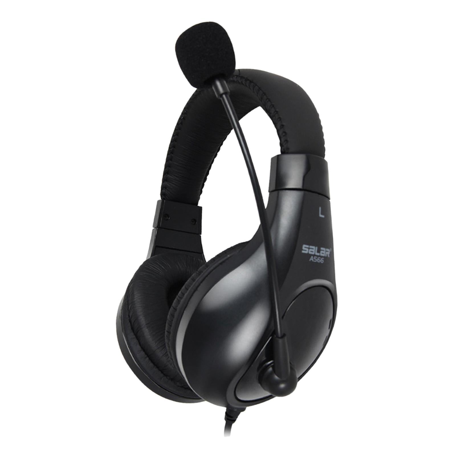 On-Ear Headphones with Mic with 2.0m Cord for Tablet Recording MP3  Black
